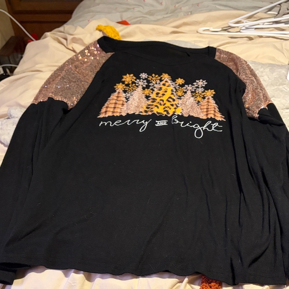 Amazon Black Top with Gold and Pink Accents
